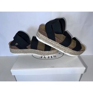 Steve Madden new with box Kimmie black size 8 slip on sandal wedges shoes